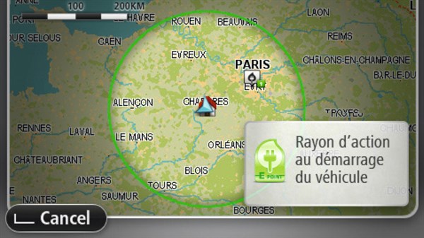 Map displaying the regions of Paris marked in a circle written with french language