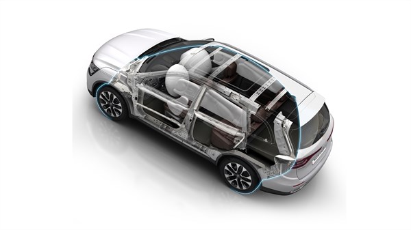 Renault KOLEOS air bags, driving aid and assistant system diagram