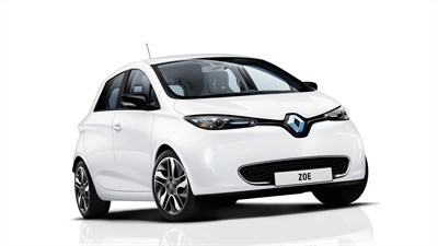 Renault Z.E. range electric white color car
