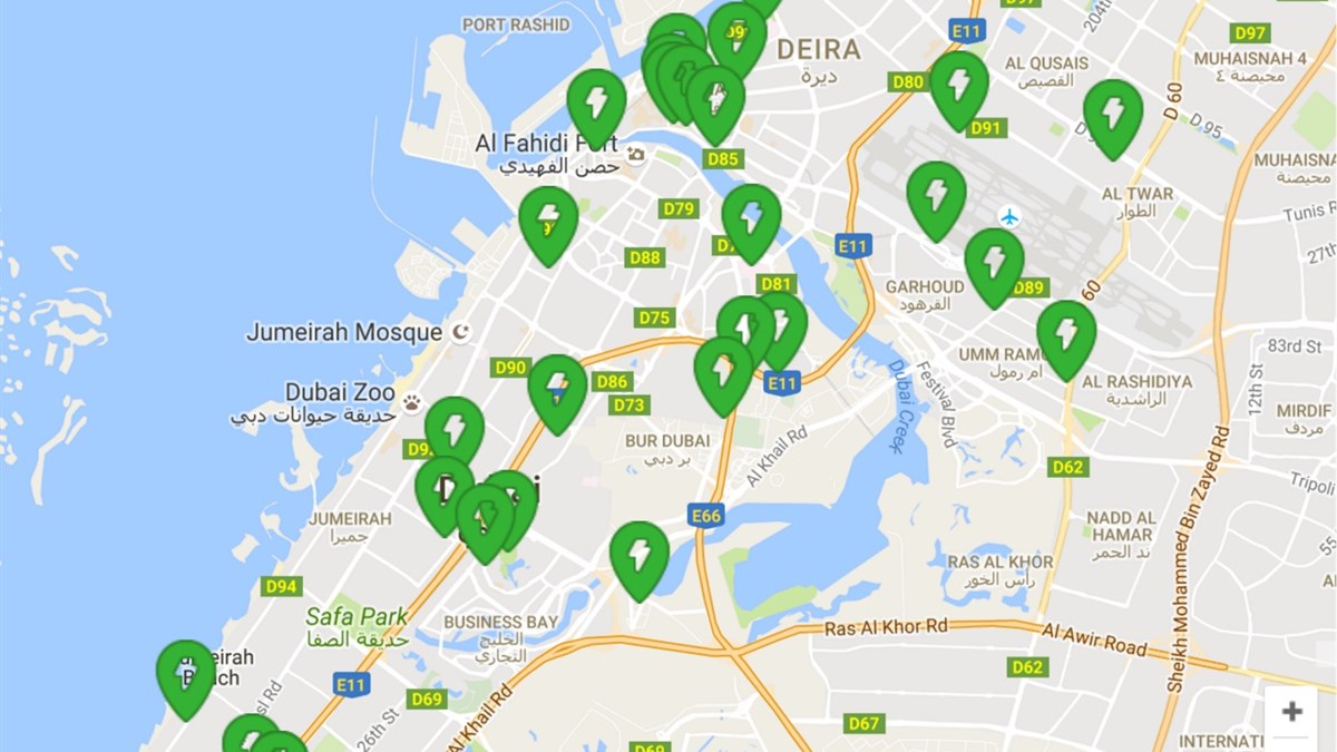Dubai - EV charging stations location